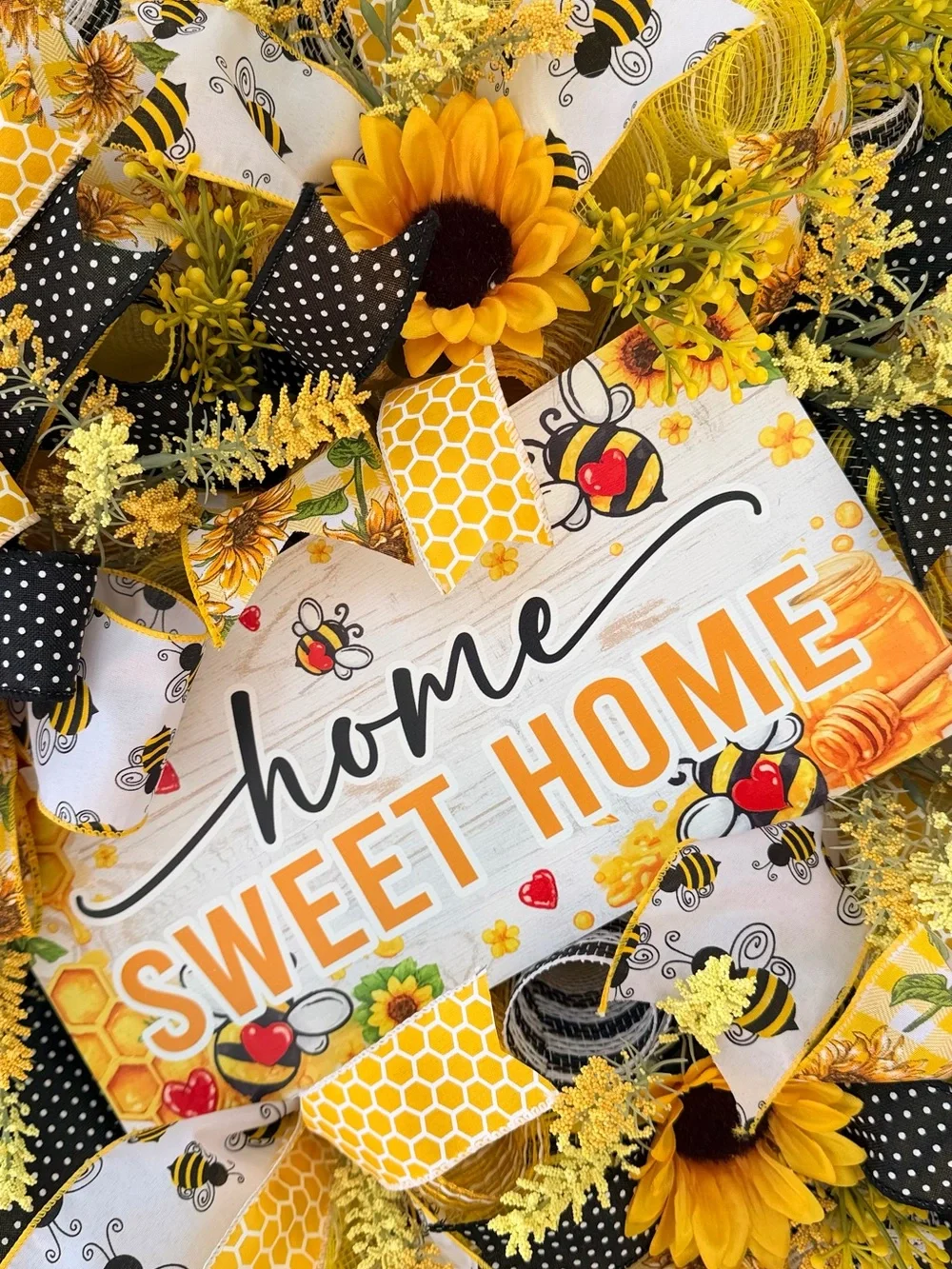 Home Sweet Home Sunflower and Bee Wreath